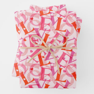 Hoja De Papel De Regalo EL DÍA DE SAN VALENTÍN de patrones de tipografía d