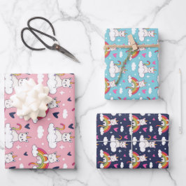 Hoja De Papel De Regalo El día de San Valentín lindo del patrón arcoiris d