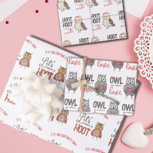 Hoja De Papel De Regalo El día de San Valentín Owls Cute
