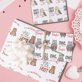 Hoja De Papel De Regalo El día de San Valentín Owls Cute