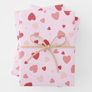 Hoja De Papel De Regalo El día de San Valentín Pastel de Corazón Rojo y Ro
