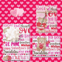 Hoja De Papel De Regalo El día de San Valentín Personalize Name Teddy Bear