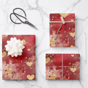 Hoja De Papel De Regalo El día de San Valentín Resumen Grunge Gold Corazon
