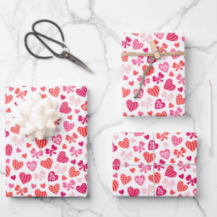 Hoja De Papel De Regalo El día de San Valentín Rojo Rosado Corazones Se Sa