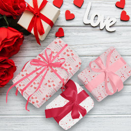 Hoja De Papel De Regalo El día de San Valentín Romántico de Corazón Rojo y