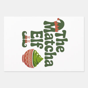 Hoja De Papel De Regalo El Duende Matcha Navidad Divertida Amantes de Bebi