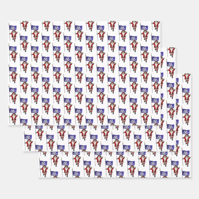 Hoja De Papel De Regalo El dulce Santa Claus visita Luisiana (Set)