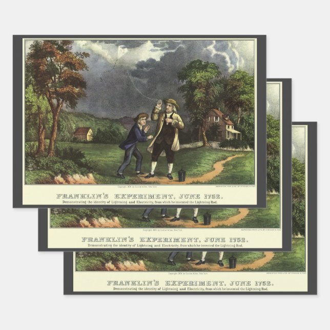 Hoja De Papel De Regalo El experimento de relámpagos y cometas de Benjamin (Set)
