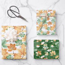 HOJA DE PAPEL DE REGALO EL NARANJA VERDE TAN FALL FALL AUTUMN LEAVES