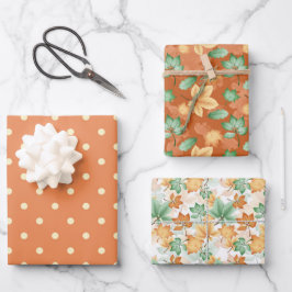 HOJA DE PAPEL DE REGALO EL NARANJA VERDE TAN FALL FALL AUTUMN LEAVES