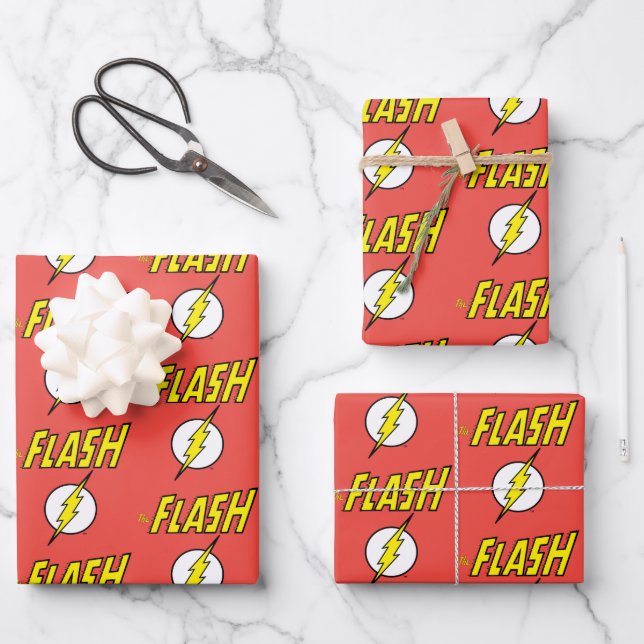 Hoja De Papel De Regalo El nombre de The Flash y el logotipo del rayo (Anverso)