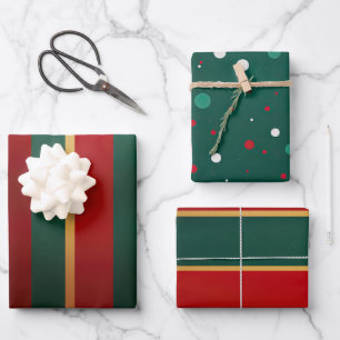Hoja De Papel De Regalo El oro rojo elegante y el lujo verde audaz