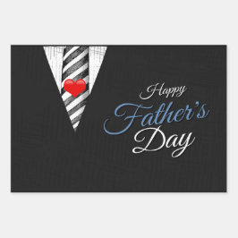 Hoja De Papel De Regalo El Padres Día del Gris Negro Elegante Corazón de T