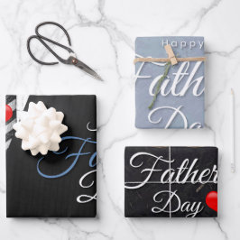 Hoja De Papel De Regalo El Padres Día del Gris Negro Elegante Corazón de T
