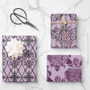 Hoja De Papel De Regalo El París morado y negro de Dusky