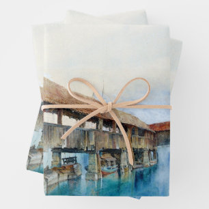 Hoja De Papel De Regalo El puente de la capilla en Lucerna (Suiza)