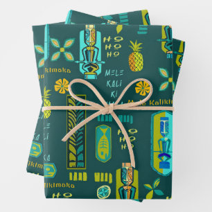 Hoja De Papel De Regalo El regalo de Tiki Mele Kalikimaka de Hawái