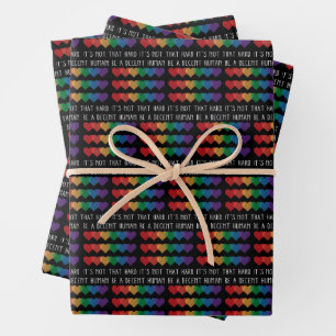 Hoja De Papel De Regalo El retro cardíaco LGBT es un ser humano decente no