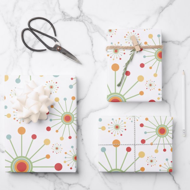 Hoja De Papel De Regalo El retro moderno de mediados del siglo 1970 inspir (Anverso)