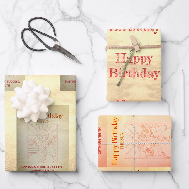 Hoja De Papel De Regalo "El Sol" Tarot Me Cumpleaños (Anverso)