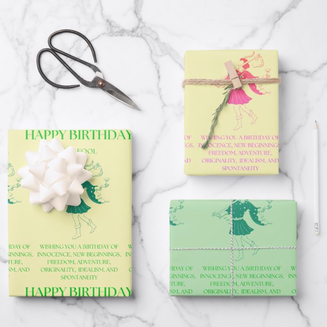 Hoja De Papel De Regalo "El tonto" Tarot Me Cumpleaños (Anverso)