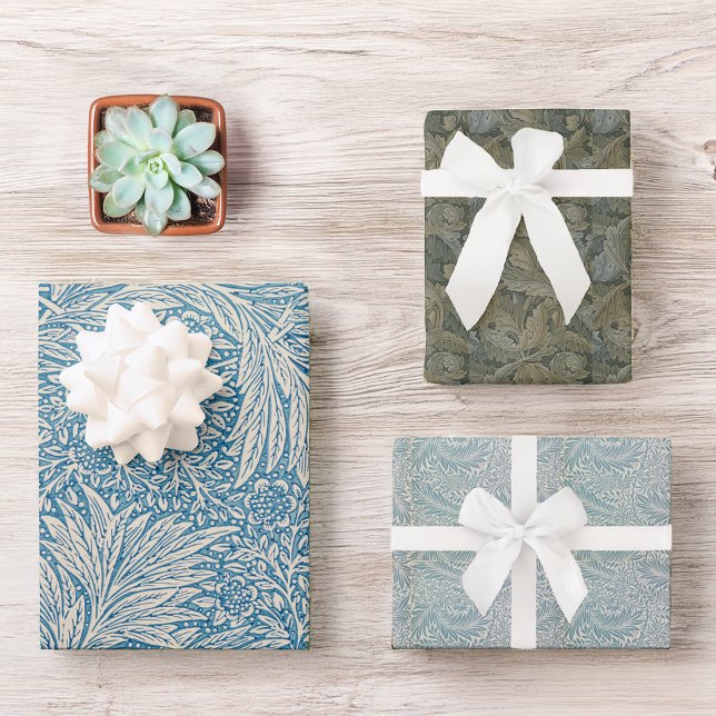 Hoja De Papel De Regalo El viejo William Morris deja patrones azules (Subido por el creador)