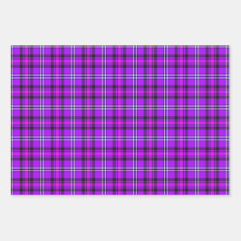 Hoja De Papel De Regalo Electric Violet and Fuchsia Plaid Purple