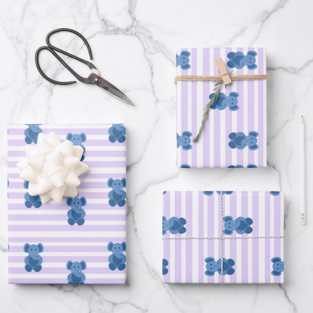 Hoja De Papel De Regalo elefante azul lindo (Anverso)