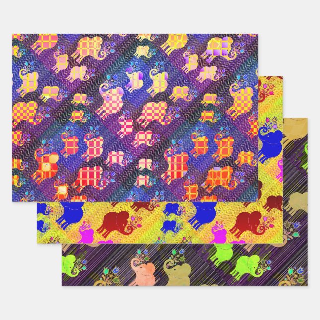 Hoja De Papel De Regalo Elefantes surtidos (Set)