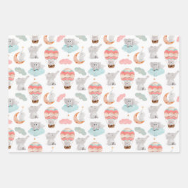 Hoja De Papel De Regalo Elefantes y patrón del corazón del amor