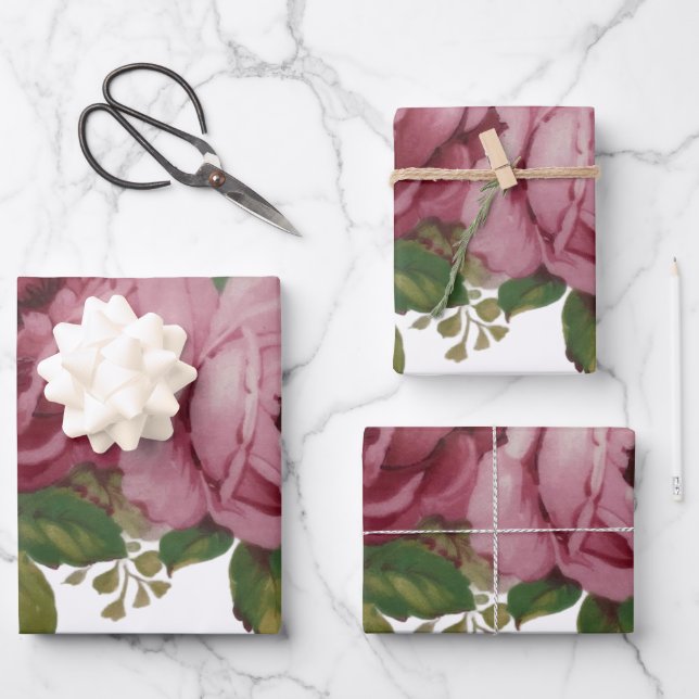 Hoja De Papel De Regalo Elegancia de rosa rosa  (Anverso)
