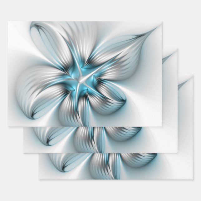 Hoja De Papel De Regalo Elegancia floral arte contemporáneo abstracto azul (Set)