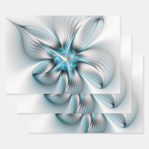 Hoja De Papel De Regalo Elegancia floral arte contemporáneo abstracto azul