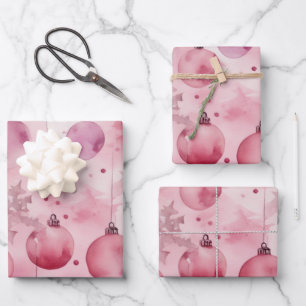 Hoja De Papel De Regalo Elegancia rosa suave: adornos navideños