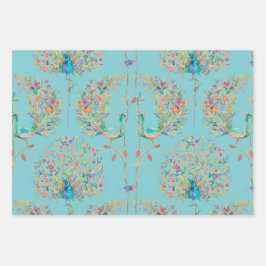 Hoja De Papel De Regalo Elegant beautiful peacock watercolour