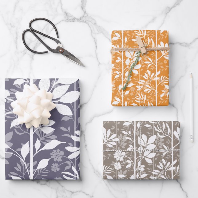 Hoja De Papel De Regalo Elegant Botanic Climbing Vines silhouettes (Anverso)