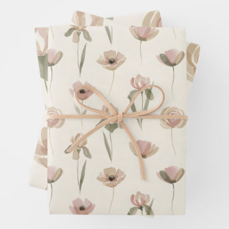 Hoja De Papel De Regalo Elegant Floral Wrapping Paper Set of 3