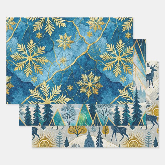 Hoja De Papel De Regalo Elegant Frozen Dawn Holiday (Set)