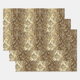 Hoja De Papel De Regalo Elegant Gold Faux Brocade Gift 