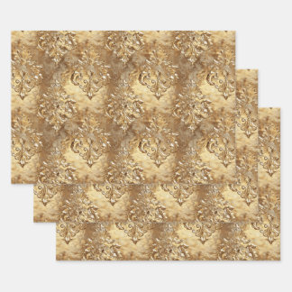 Hoja De Papel De Regalo Elegant Gold Faux Brocade Gift 