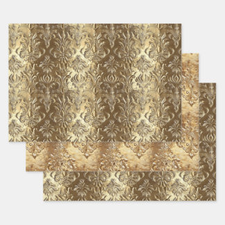 Hoja De Papel De Regalo Elegant Gold Faux Brocade Gift 