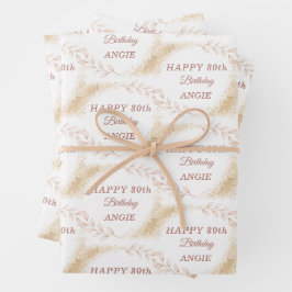 Hoja De Papel De Regalo Elegant Gold Glitter 80th Birthday