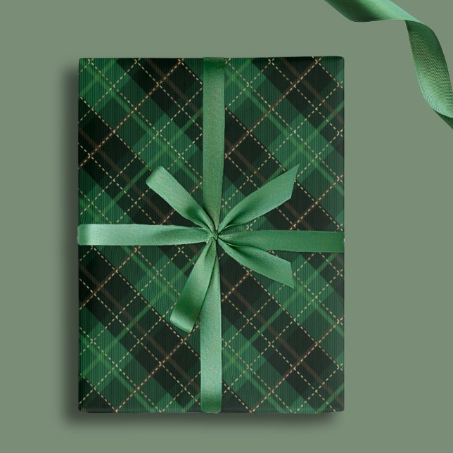 Hoja De Papel De Regalo Elegant Green Plaid Christmas Holiday (Subido por el creador)