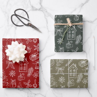 Hoja De Papel De Regalo Elegant Holiday Doodles