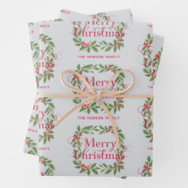 Hoja De Papel De Regalo Elegant Holly Wreath Merry Christmas