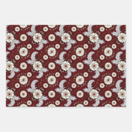 Hoja De Papel De Regalo Elegant Patriotic Floral 3 Flat Sheets Gift Wrap