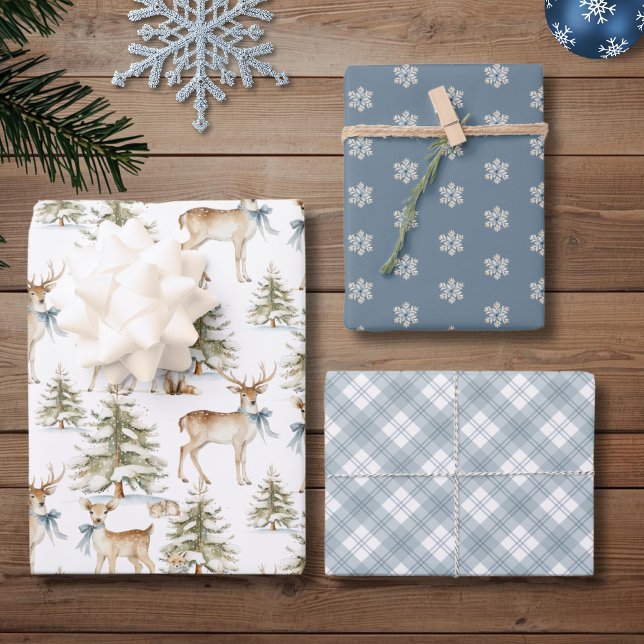 Hoja De Papel De Regalo Elegant Rustic Dusty Blue Christmas (Subido por el creador)