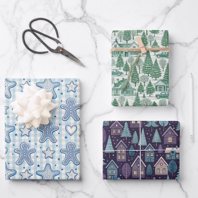 Hoja De Papel De Regalo Elegant Toile Christmas Winter Holiday Pattern (Anverso)