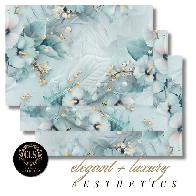 Hoja De Papel De Regalo Elegant Winter Blue Florals Luxe Aesthetics (Subido por el creador)