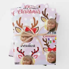 Hoja De Papel De Regalo Elegante 3 colores Dorado Feliz Navidad Pap